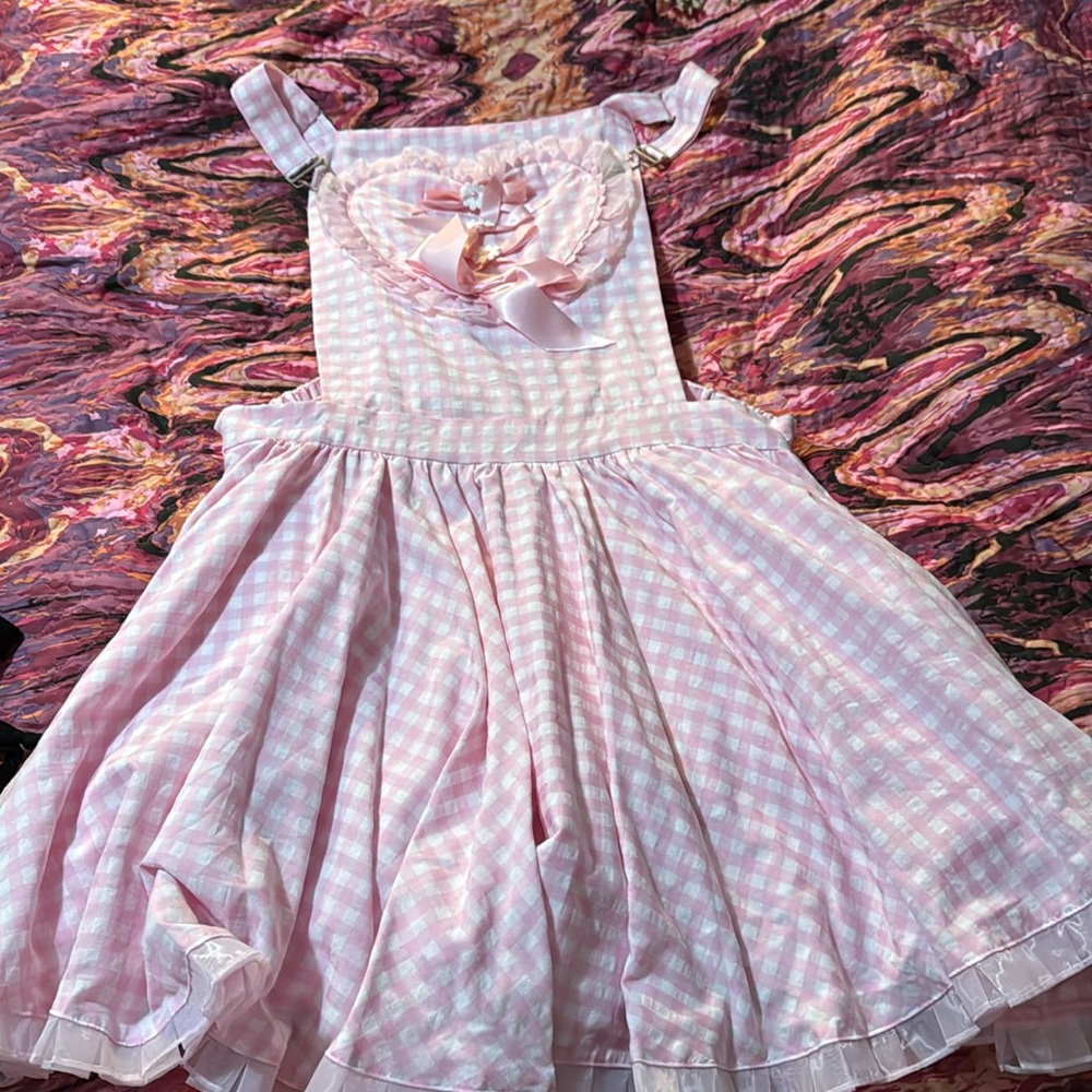 Miss Candyholic gingham pinafore dress